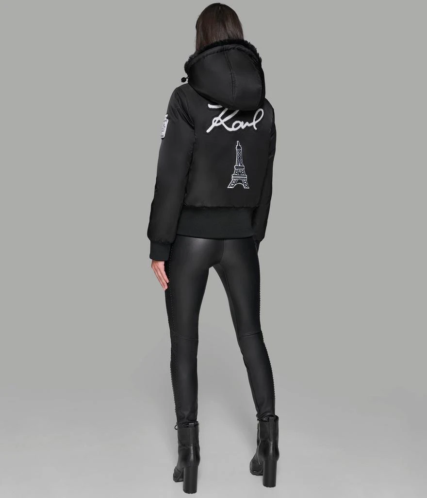 Karl Lagerfeld Paris PATCH FUR HOOD BOMBER JACKET 2