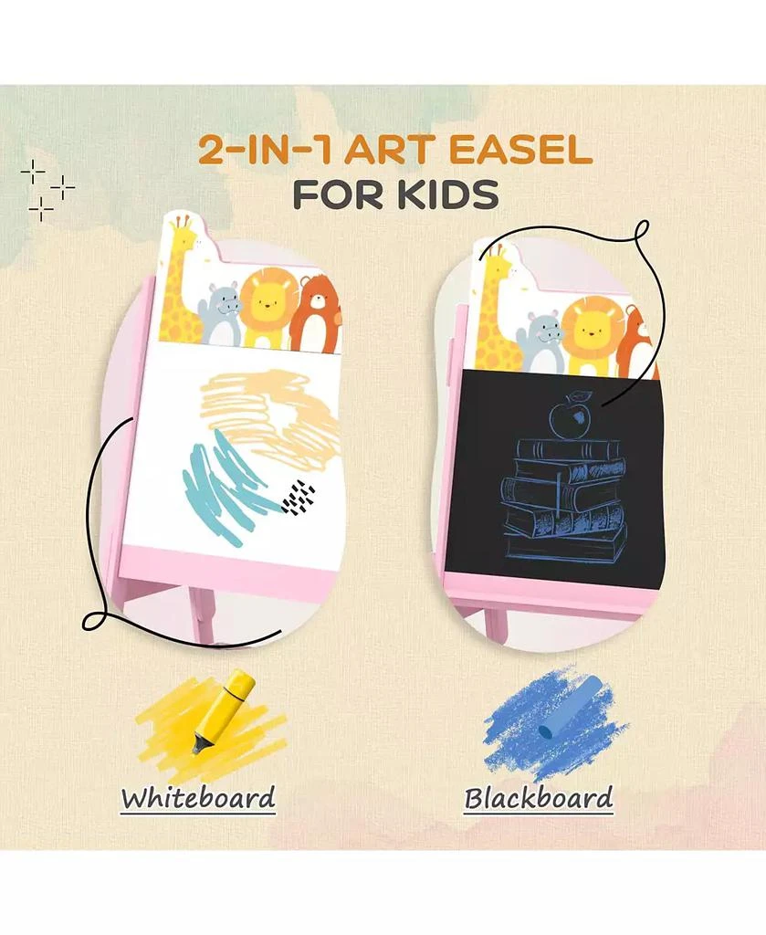 HONGGE Double Sided Kids Art Easel with Whiteboard and Chalkboard 4