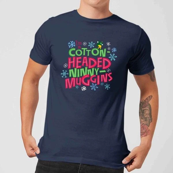 Elf Elf Cotton-Headed Ninny-Muggins Men
s Christmas T-Shirt - Navy 1