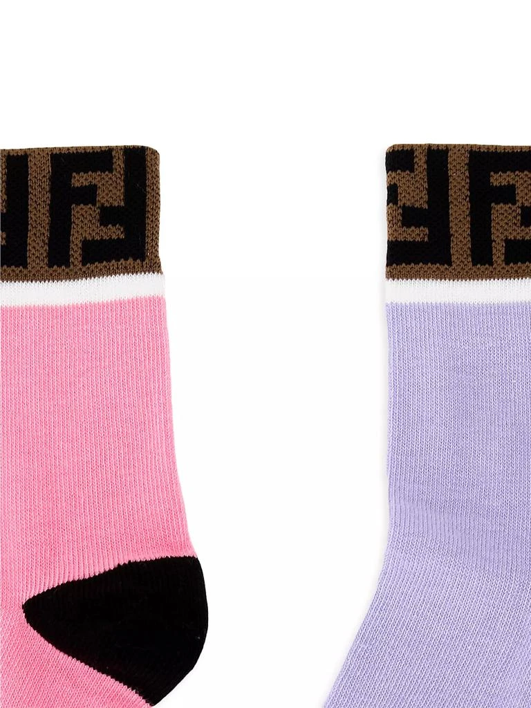 Fendi Kid's 2-Pack Logo Trim Socks 2