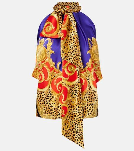 Versace Bow-detail printed silk satin top 1