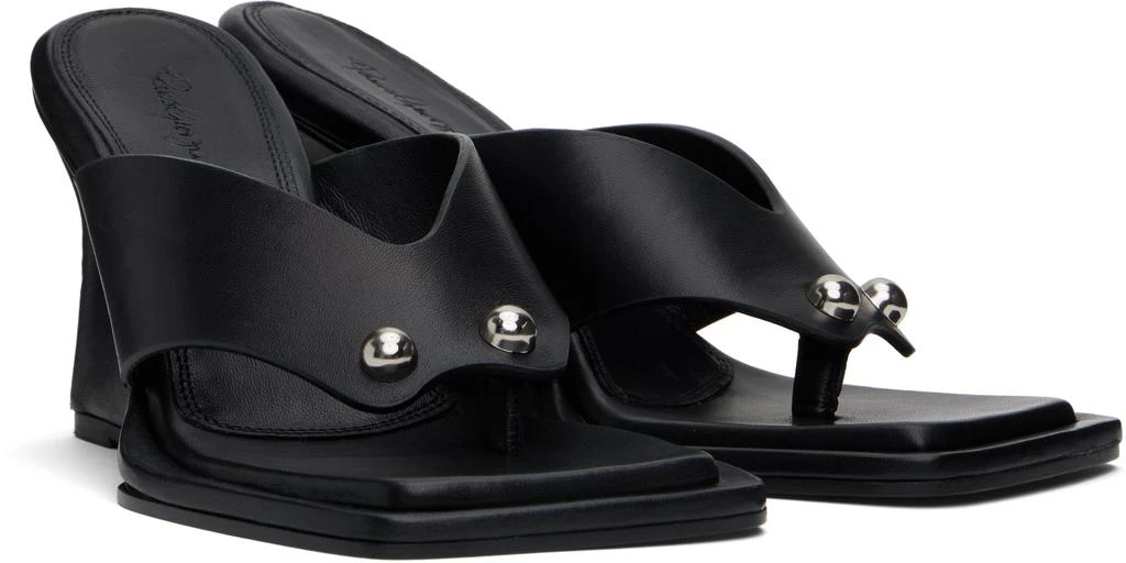 Paris Georgia Black Dune Wedge Heeled Sandals 4