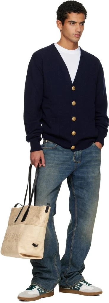 Balmain Beige Track Raffia Tote 4