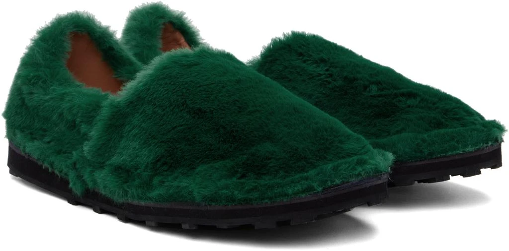 Marni Green Faux-Fur Loafers 4