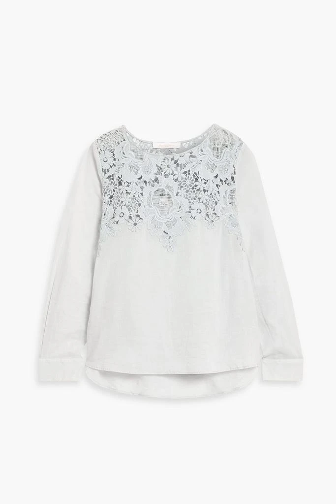 See by Chloé Guipure lace-paneled cotton-voile top