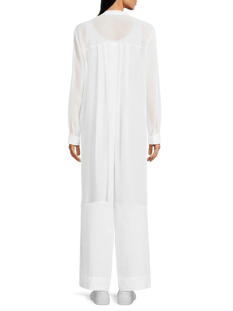 Eileen Fisher Silk Band-Collar Tunic Shirt 2