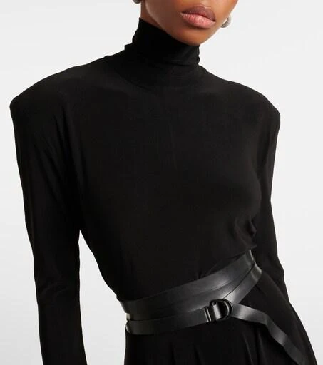 norma kamali belted turtleneck midi dress Norma Kamali Dresses Black