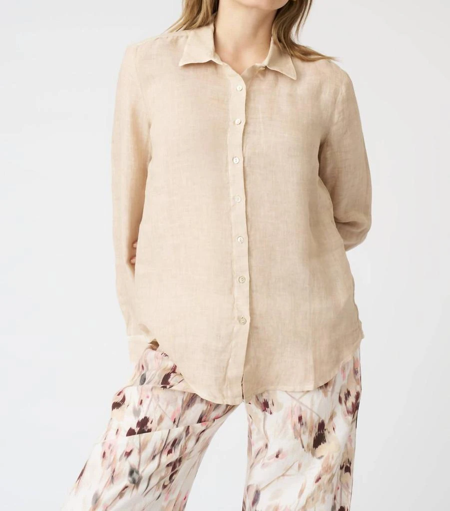 120% Lino 120% Lino - Solid Linen Long Sleeve T-shirt