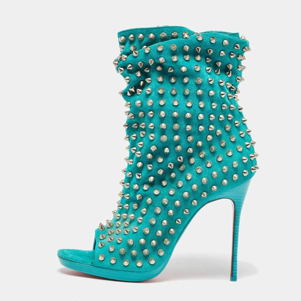 Christian Louboutin Christian Louboutin Aqua Blue Suede Guerilla Spiked Ankle Length Boots Size 36 1