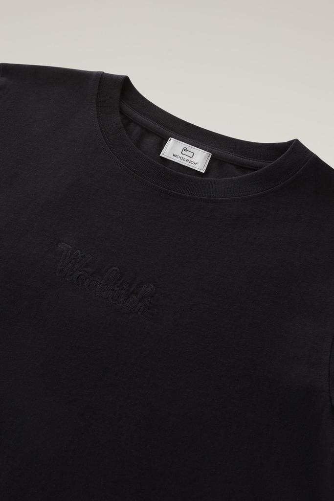 Woolrich Pure Cotton T-Shirt with an Embroidered Logo - Women - Black