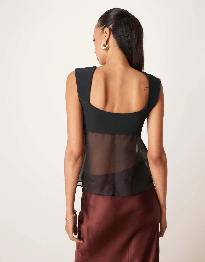 Abercrombie & Fitch Abercrombie & Fitch sheer babydoll cami top in black 4