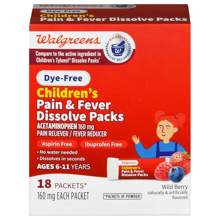 Walgreens Children's Pain & Fever Dissolve Packs Wild Berry 1