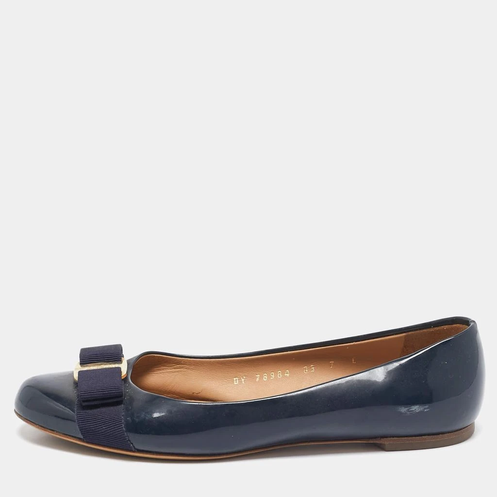 Salvatore Ferragamo Salvatore Ferragamo Navy Blue Patent Leather Varina Ballet Flats Size 37.5 1