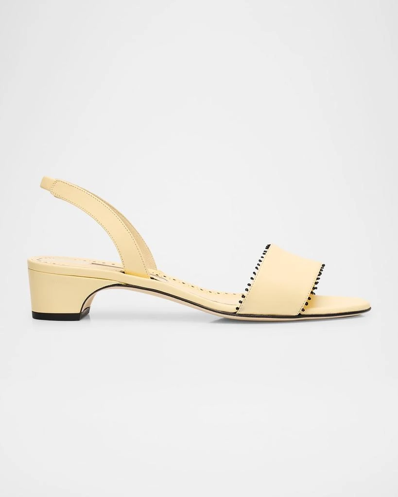 Manolo Blahnik Patobar Leather Slingback Sandals 1