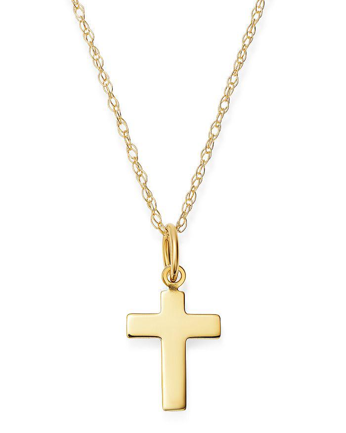 Moon & Meadow 14K Yellow Gold Cross Pendant Necklace, 16"-18"