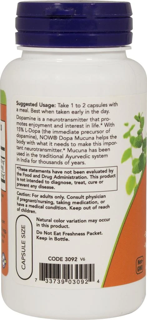 Now Foods DOPA Mucuna 400 mg 90 Vegi Capsules 3