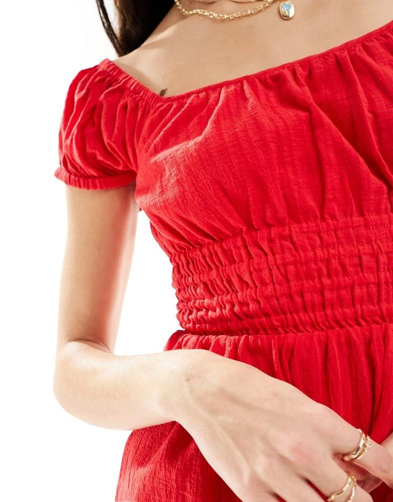 Rhythm Rhythm raya cap sleeve beach mini dress in red 3