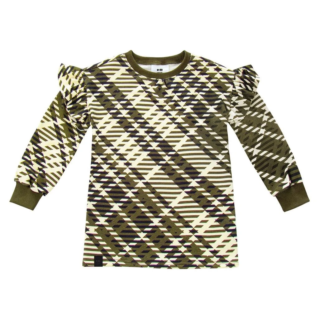 Omamimini Girls Plaid Ruffle Terry Dress 1