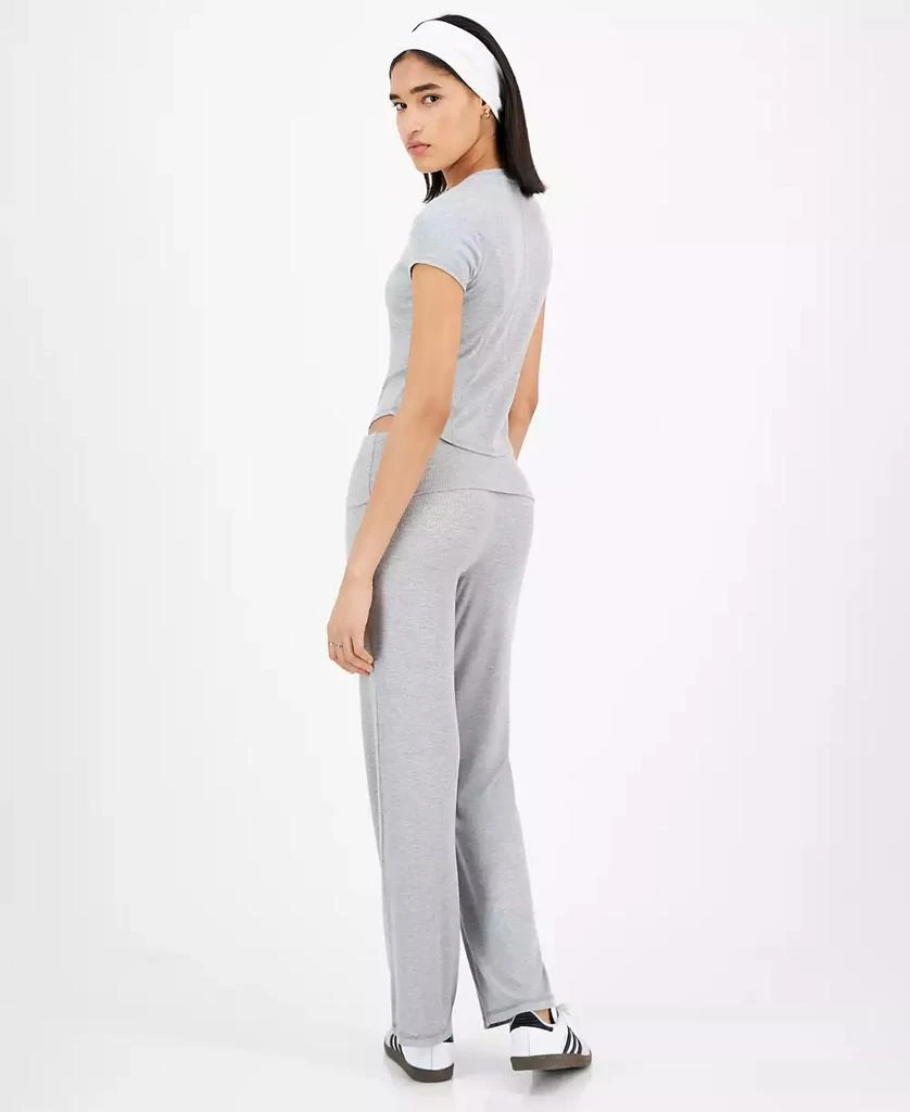 Ultra Flirt Juniors' Ribbed Cropped Henley Short Sleeve 2