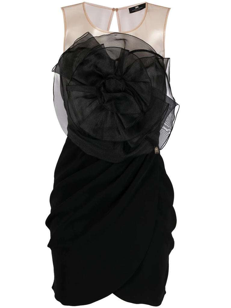 ELISABETTA FRANCHI 3d floral detail dress - women -  -  - Black