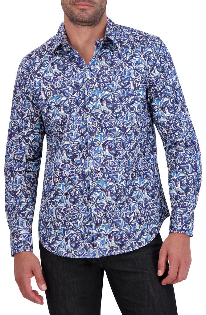 Robert Graham Abstract Butterfly Print Cotton Button-Up Shirt