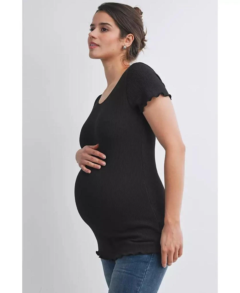 Hello Miz Maternity Scoop Neck Short Sleeve Ribbed Top 3