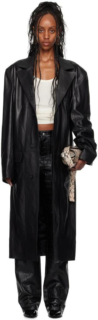 LU'U DAN Black Oversized Tailored Leather Coat 1