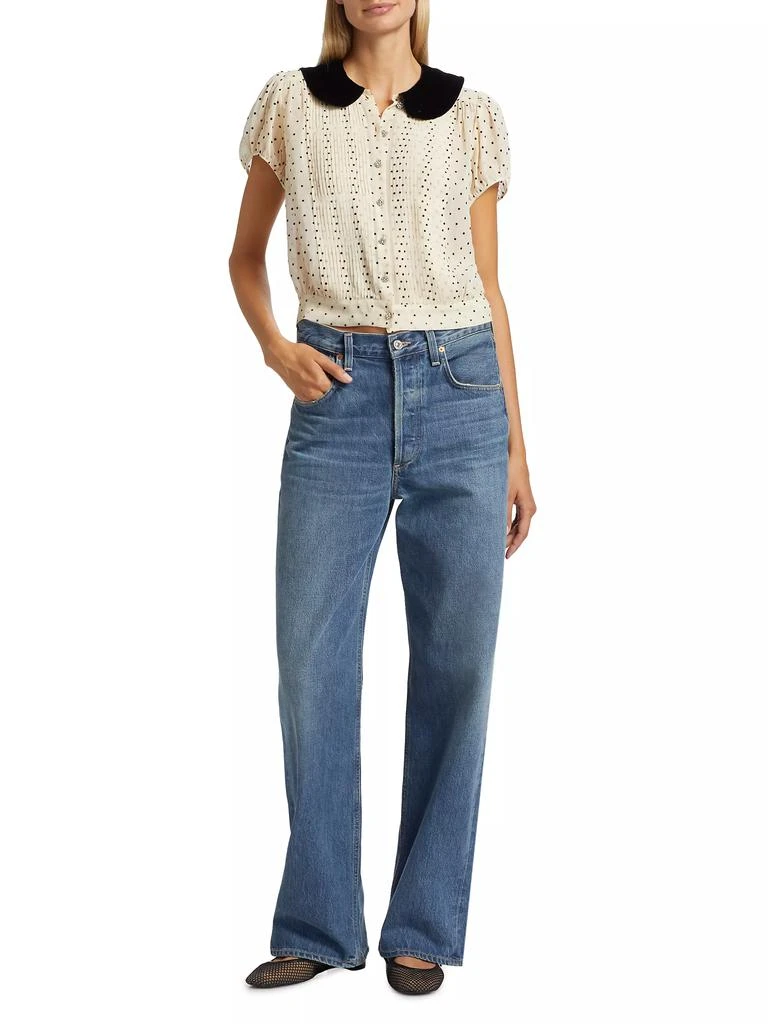 DÔEN Madeline Velvet-Collar Top 2