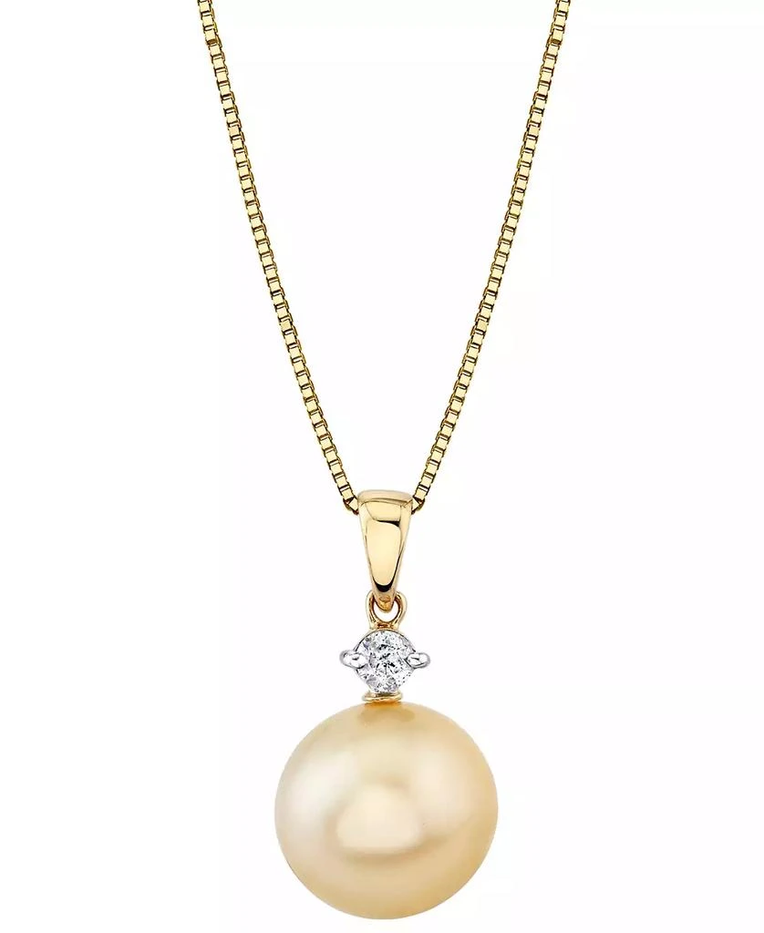 Macy
s Cultured Golden South Sea Pearl (11mm) 
Diamond (1/10 ct. t.w.) 18" Pendant Necklace in 14k Gold