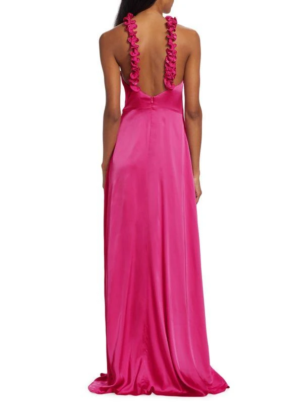 AMUR Priyanka Satin Rosette Gown 2