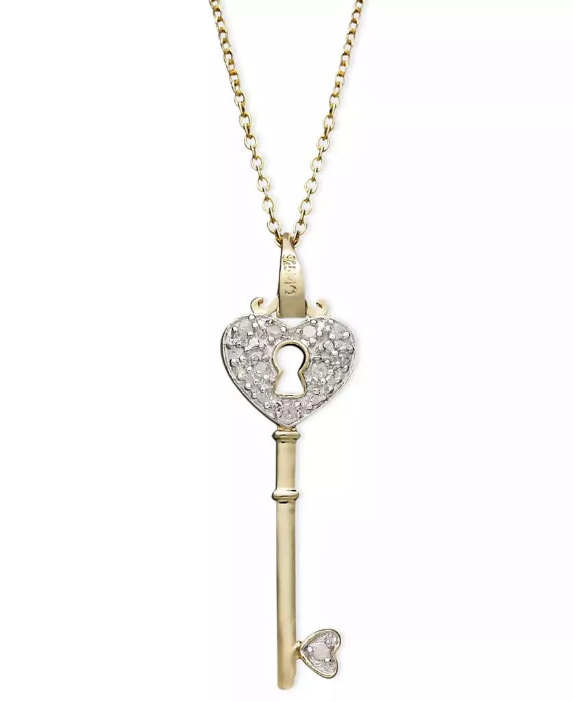 Macy
s Diamond Heart Lock Key Pendant Necklace in 18k Gold over Sterling Silver(1/10 ct. t.w.)