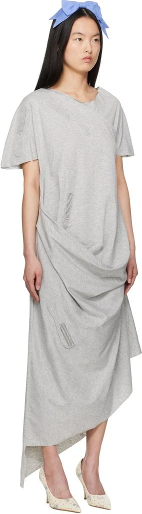 Ashley Williams Gray Comb Embossed Draped Midi Dress 2