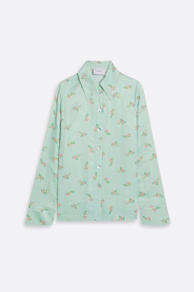 Sleeper Floral-print satin pajama top