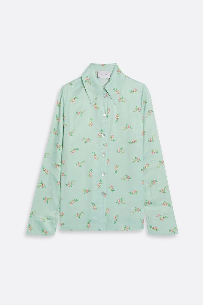 Sleeper Floral-print satin pajama top 1