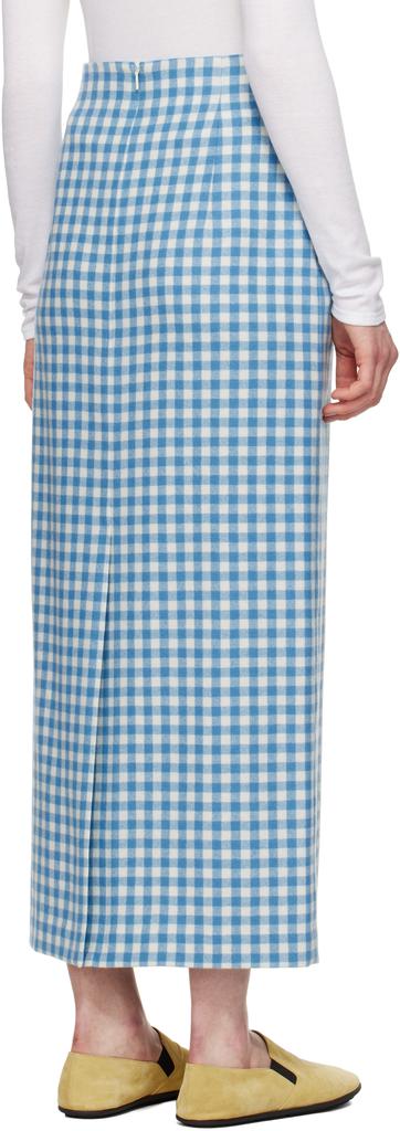 AURALEE Blue & White Airy Smooth Cashmere Maxi Skirt - Dresses