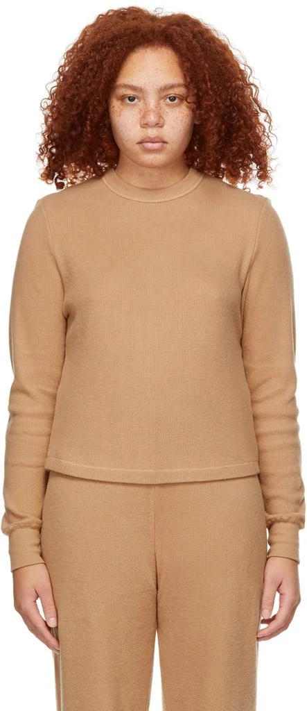 SKIMS Tan Waffle Long Sleeve T-Shirt 1