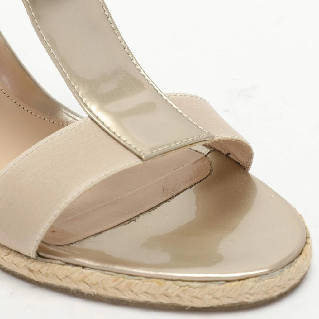 Fendi Fendi Beige Patent Leather Wedge Espadrille Sandals Size 38 7