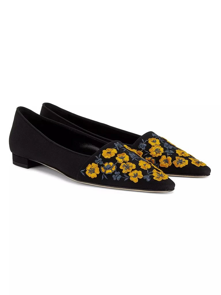 Manolo Blahnik Safiye Embroidered Silk Flats 2