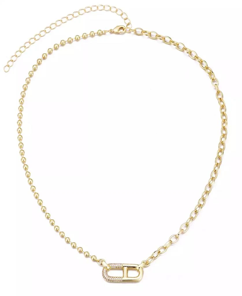 ADORNIA Cubic Zirconia Mixed Chain Sideways Pendant Necklace 2