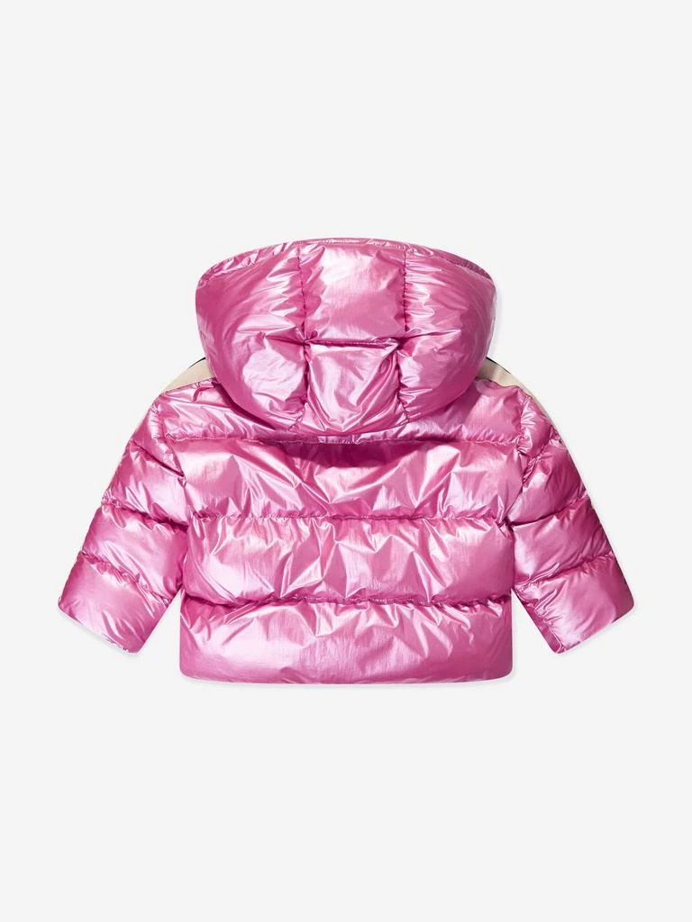 Palm Angels Palm Angels Girls Shiny Track Hooded Puffer Jacket in Pink 4