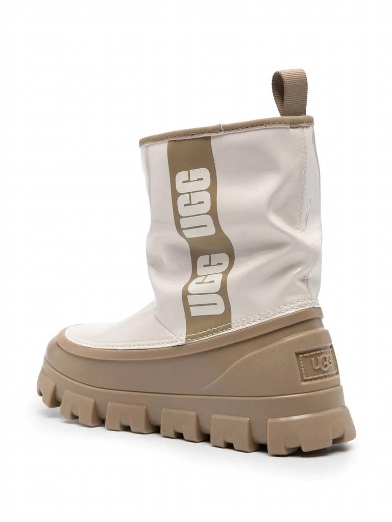 UGG Women's Classic Brellah Mini Waterproof Bootie In White,/ Beige