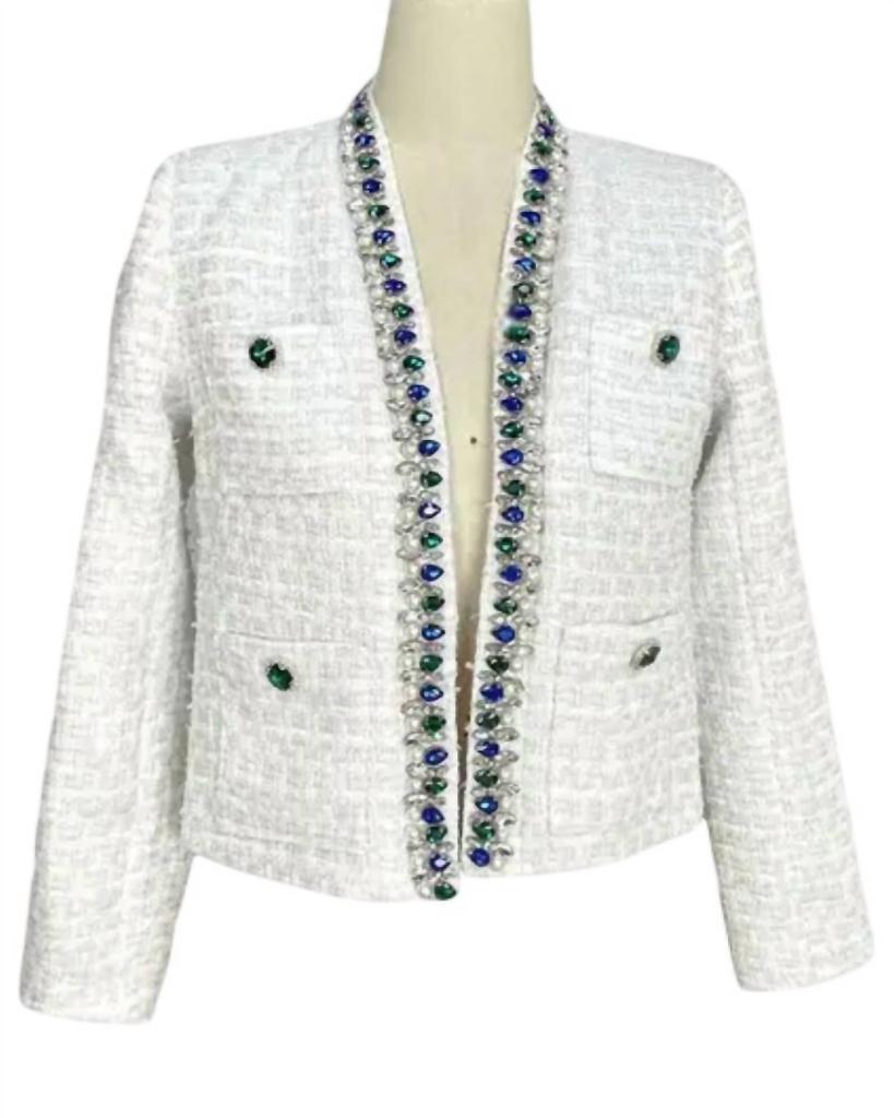 Xhhh Inc CROPPED JACQUARED OPEN FRONT JACKET