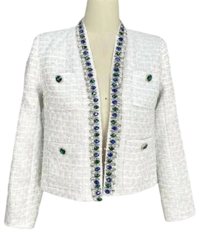 Xhhh Inc CROPPED JACQUARED OPEN FRONT JACKET 1