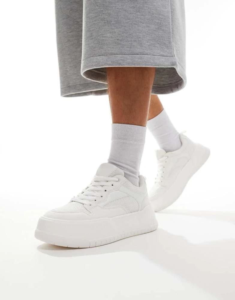 ASOS ASOS DESIGN lace up trainers in white with chunky sole 1