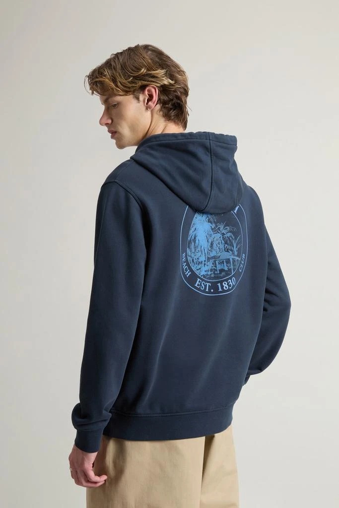Woolrich Pure Cotton Hoodie with Back Print - Men - Blue 3