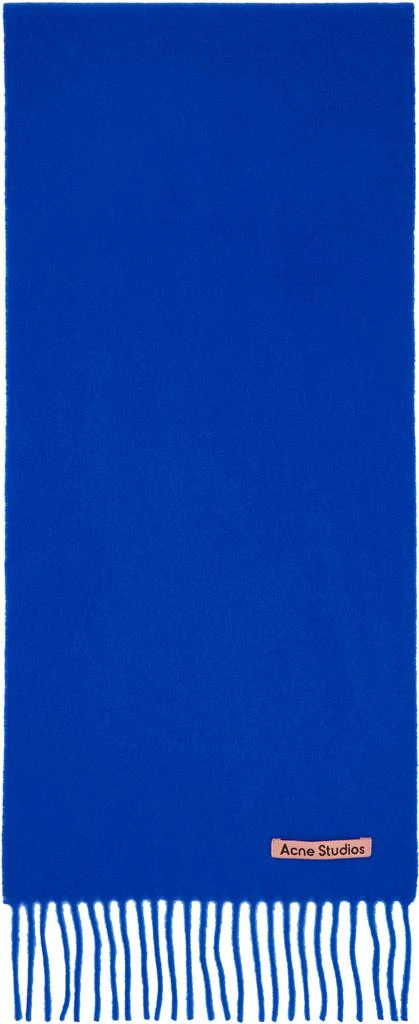 Acne Studios Navy Skinny Fringe Wool Scarf 1