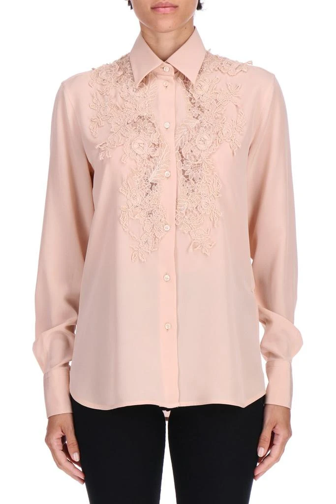 ERMANNO Ermanno Scervino Lace-Panel Curved Hem Shirt 2