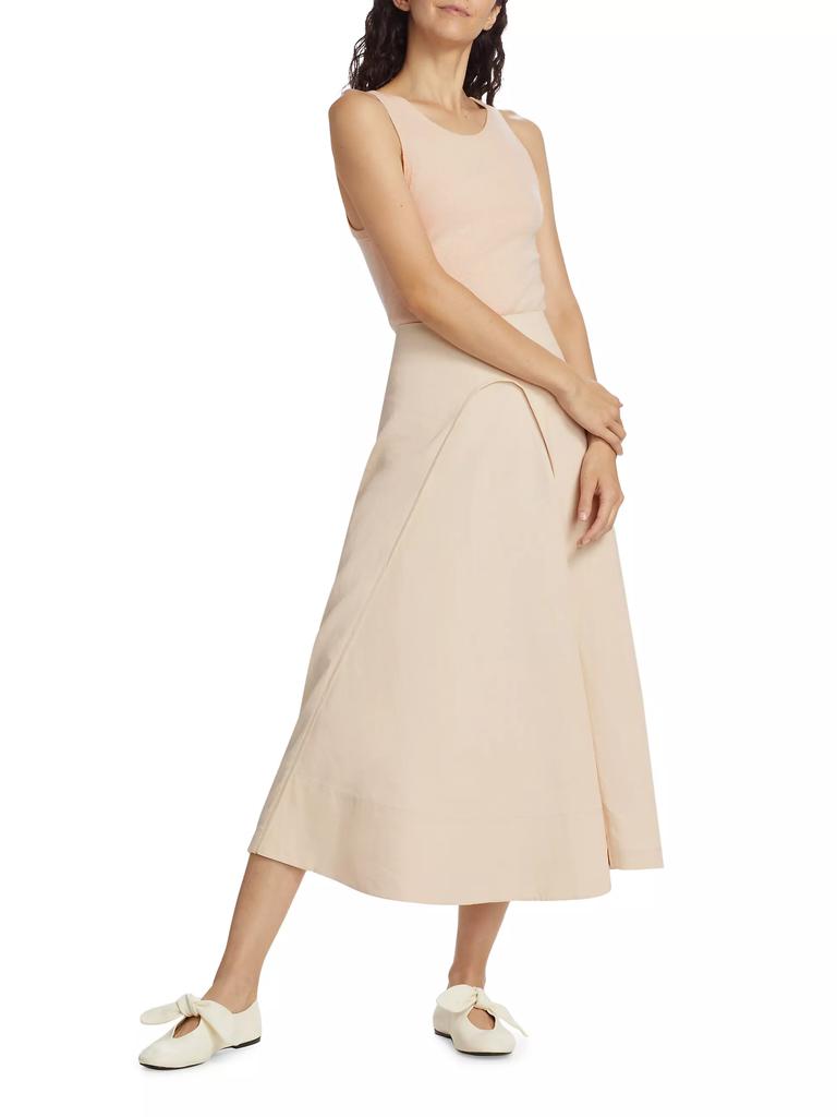 Co Linen Curved-Seam Midi-Skirt