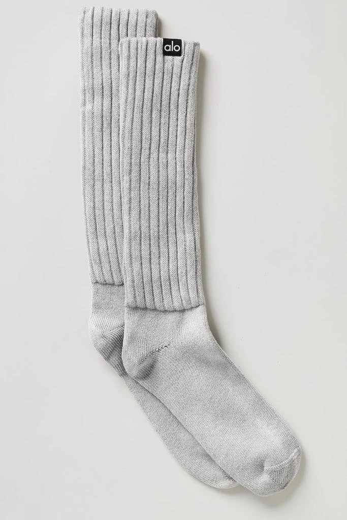 Alo Unisex Washed Scrunch Sock - Hazy Grey Wash 1