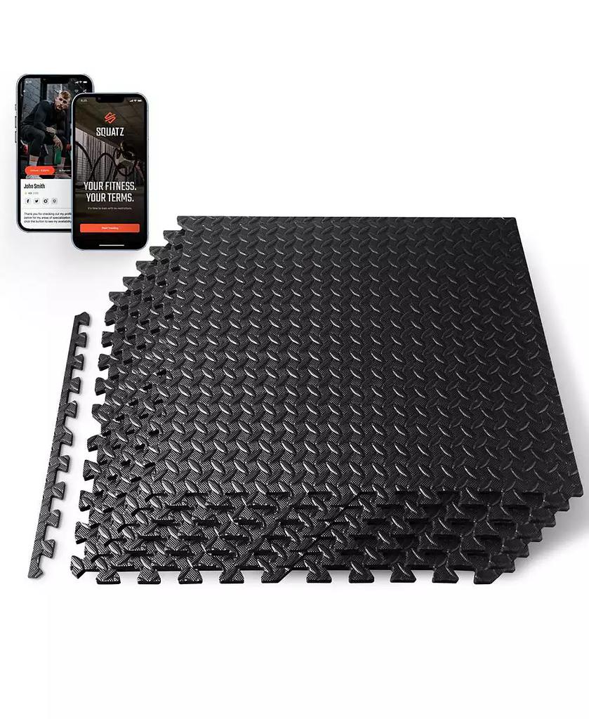SQUATZ 6-Piece Puzzle Exercise Mat, EVA Foam Tiles, Black